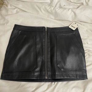Free People black leather mini skirt size 6. New with tags